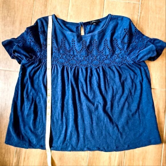 J Crew navy blue short sleeve blouse Size M - Picture 5 of 7